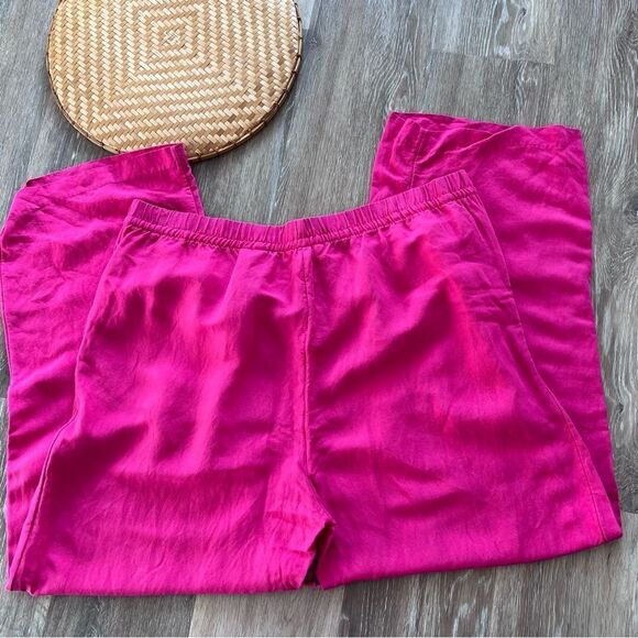 H&M bright‎ pink linen blend wide leg pants - Picture 7 of 8